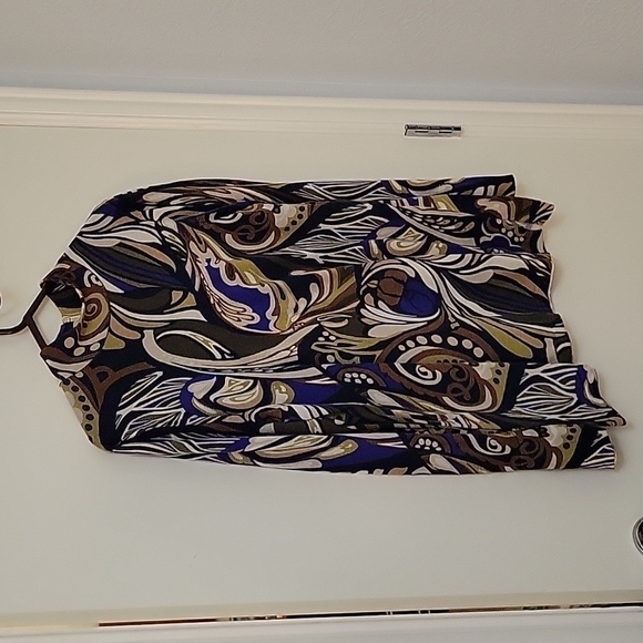 Chico's Retro Psychedelic Long Sleeve High Neck MOD Blouse - Picture 2 of 9